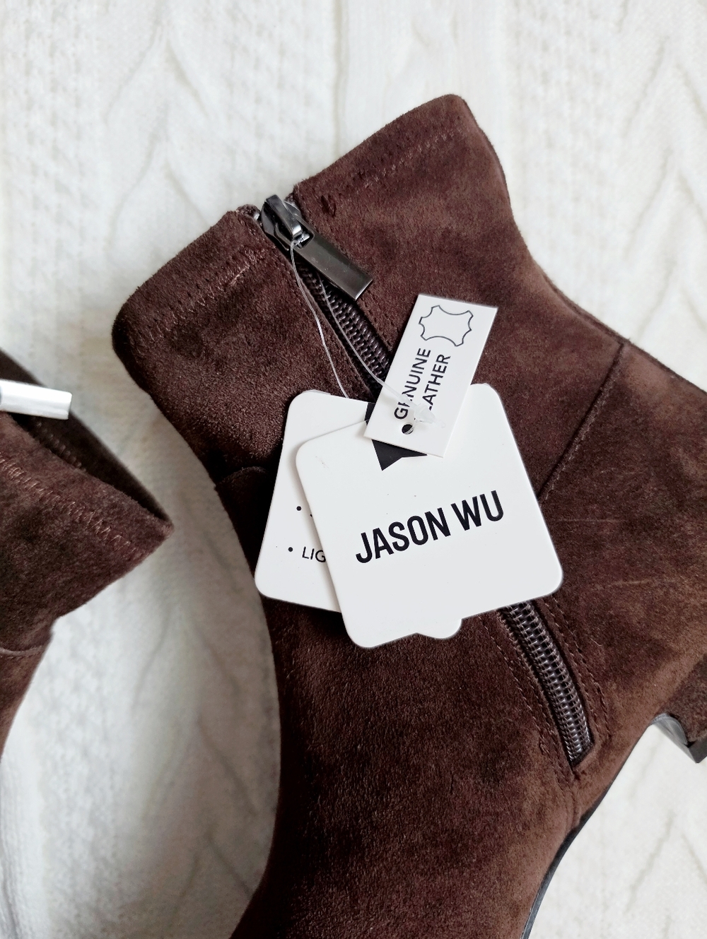 Jason Wu Genuine Leather Suede Booties Clip Pointed Toe Zipper Brown NWT 8.5 - Picture 13 of 17